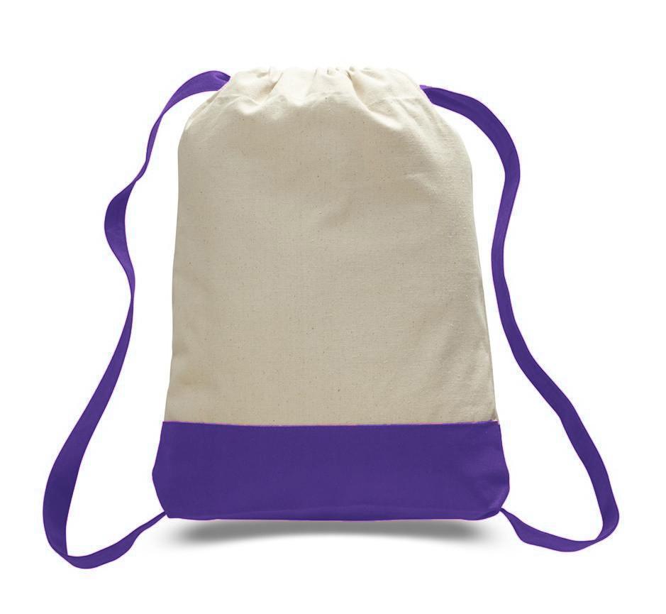 Two Tone Canvas Sport Backpacks / Wholesale Drawstring Bags